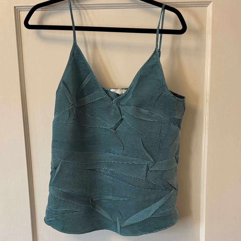 Anthropologie Teal Accordion Top